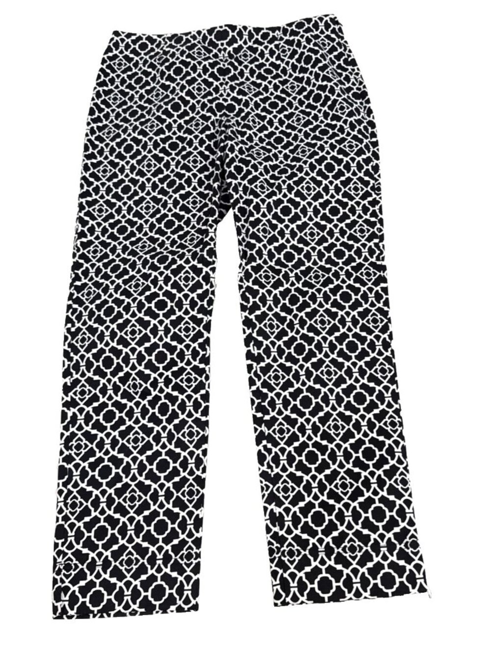 Charter Club Pants Club Black-And-White Trellis Print Stretch Pants Sz 10 - Picture 2 of 7